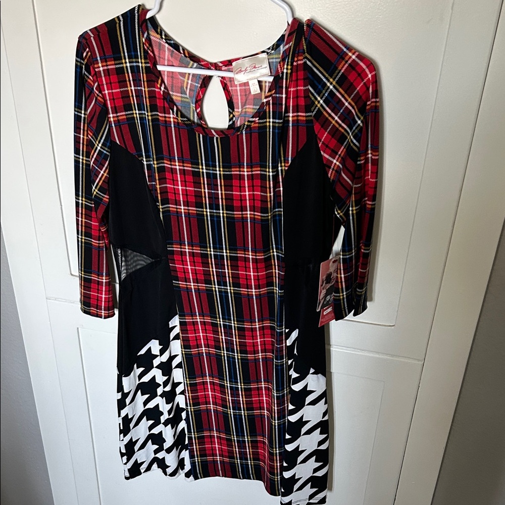 Marilyn Monroe Red Plaid and Black Houndstooth Kids Dress